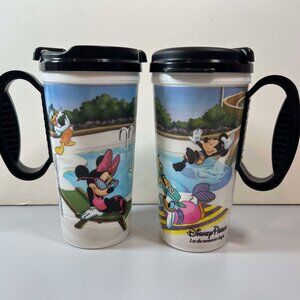 Walt Disney World Resort Parks Refillable Mug Cup Travel DisneyWorld Lot Of 2